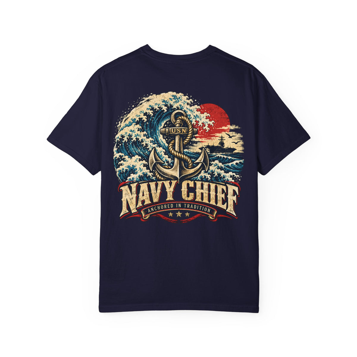 Navy Chief Vintage Wave T-Shirt | Anchored in Tradition