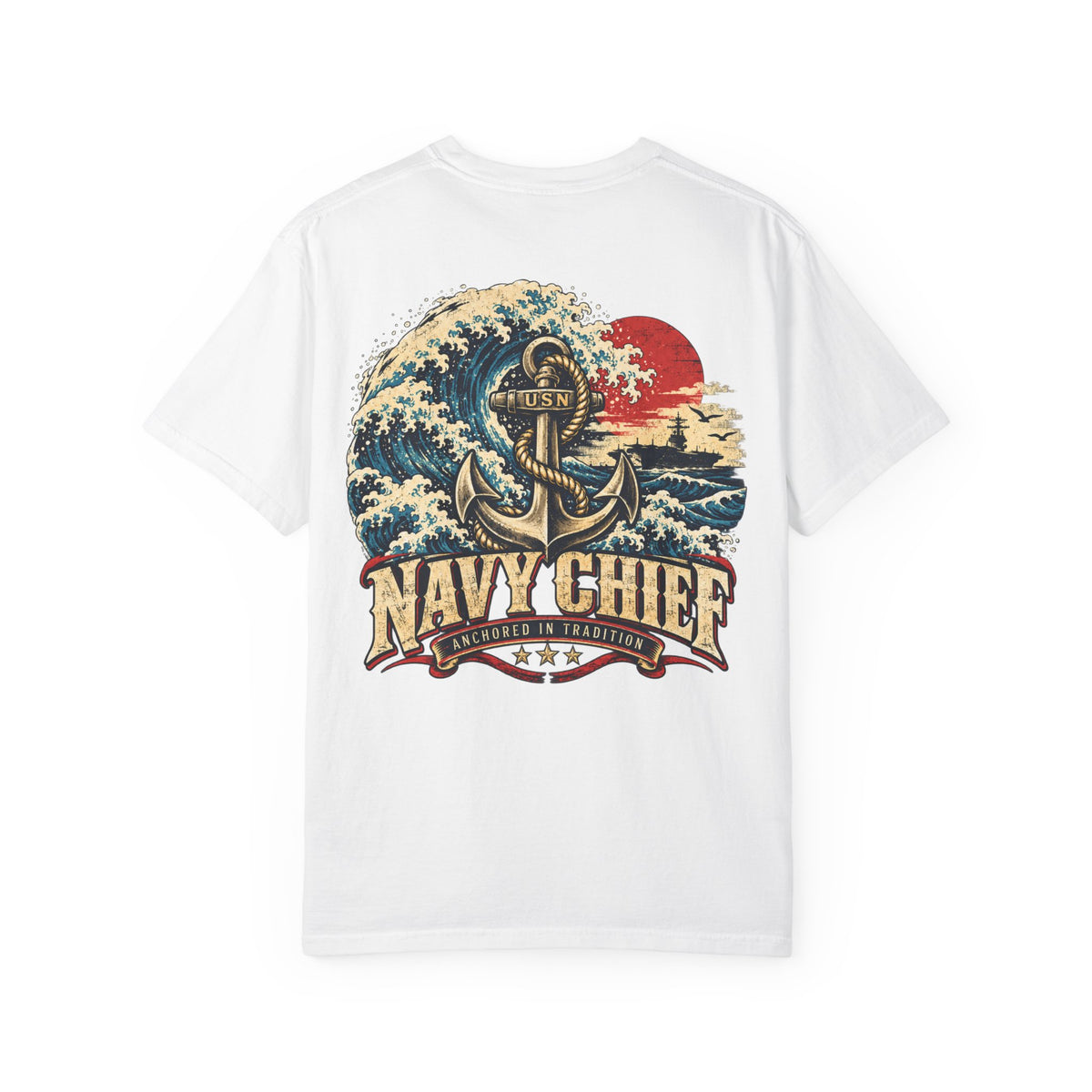 Navy Chief Vintage Wave T-Shirt | Anchored in Tradition