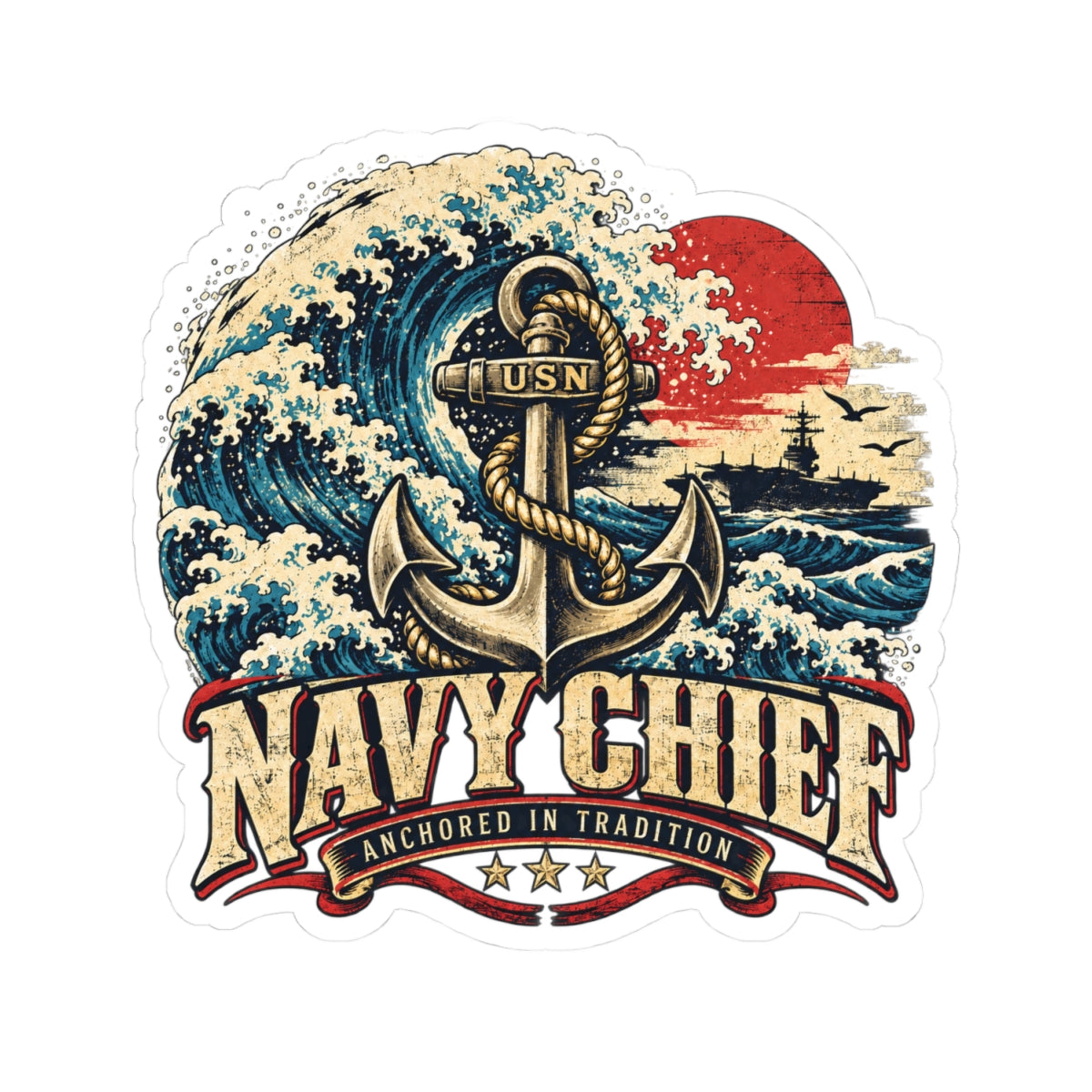 Navy Chief | Vintage Great Wave Sticker
