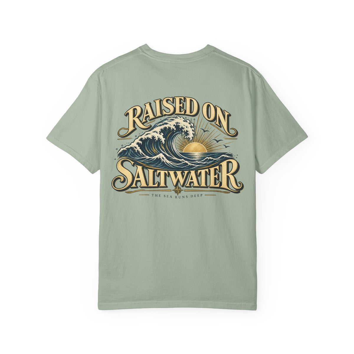 Raised On Saltwater T-Shirt | Nautical Surf Wave Graphic Tee