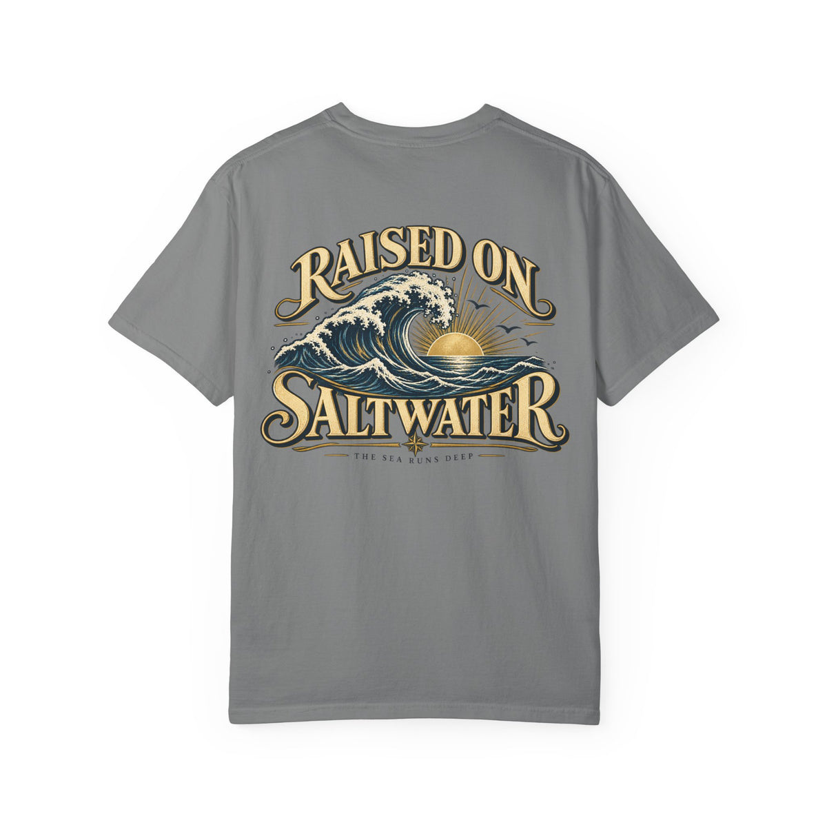 Raised On Saltwater T-Shirt | Nautical Surf Wave Graphic Tee