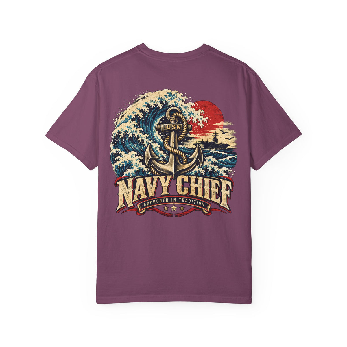 Navy Chief Vintage Wave T-Shirt | Anchored in Tradition