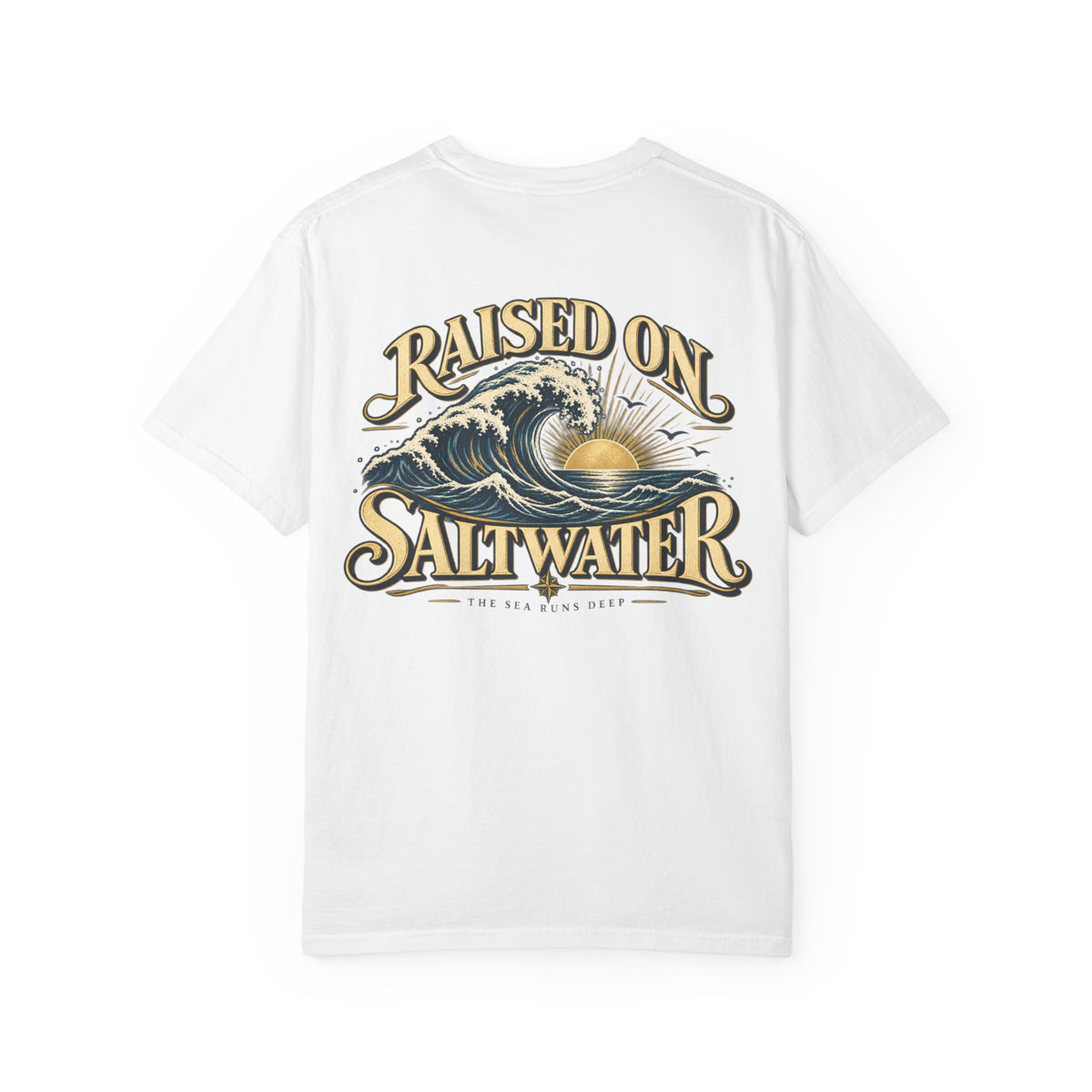 Raised On Saltwater T-Shirt | Nautical Surf Wave Graphic Tee