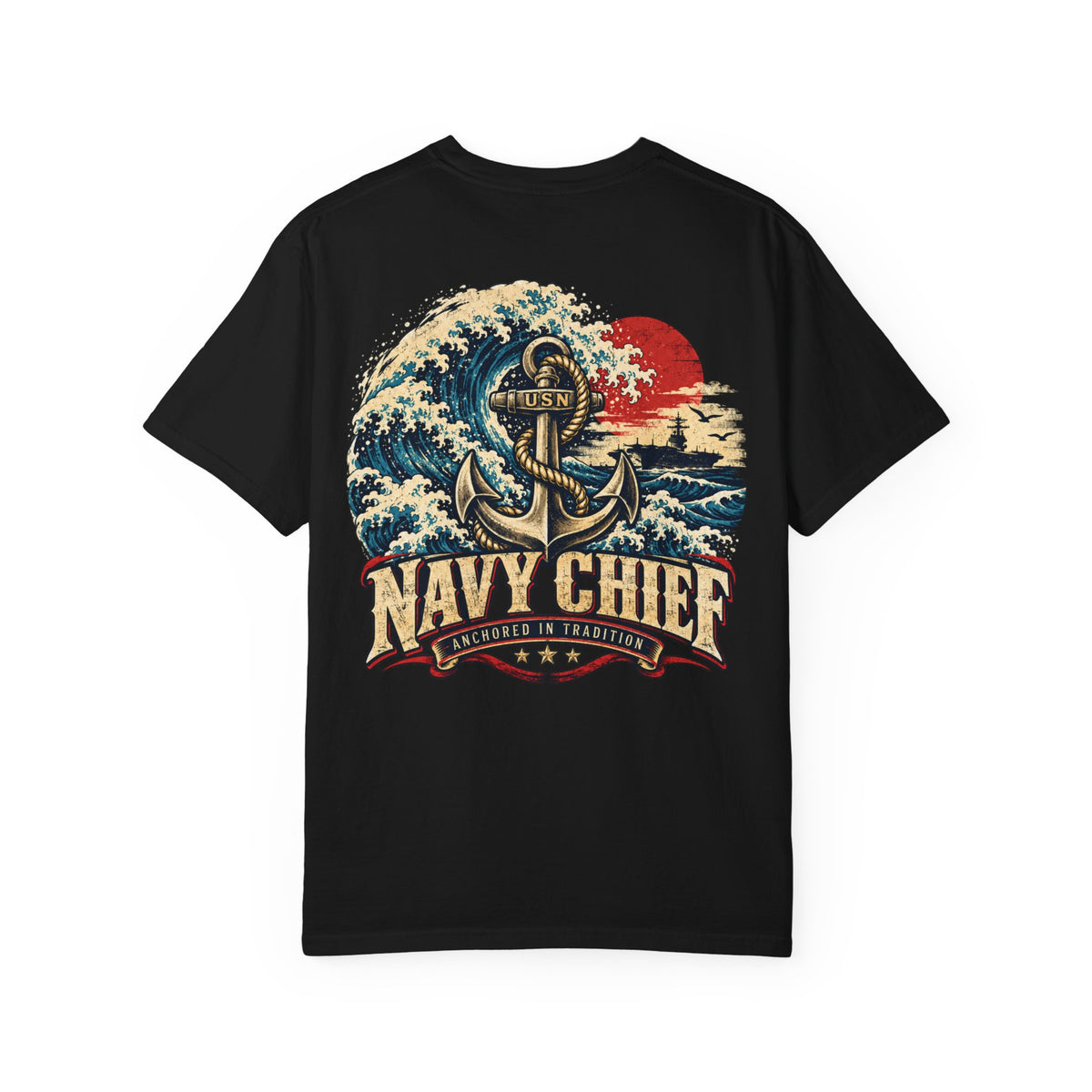 Navy Chief Vintage Wave T-Shirt | Anchored in Tradition