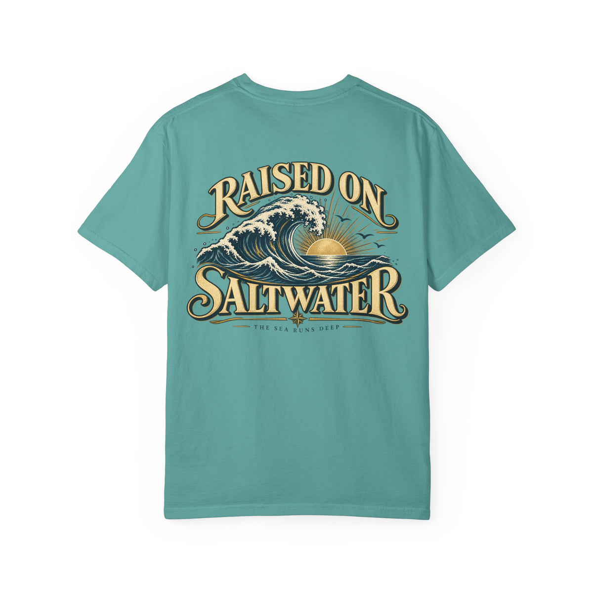 Raised On Saltwater T-Shirt | Nautical Surf Wave Graphic Tee